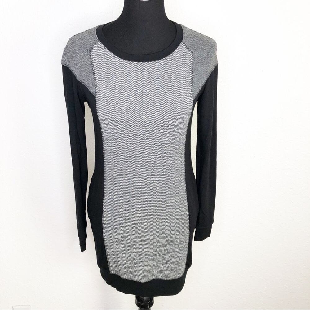 Michael Stars black gray herringbone knit tunic top / dress size Extra Small XS